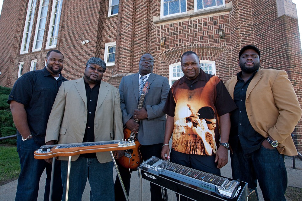 The Campbell Brothers with their pedal steel guitars